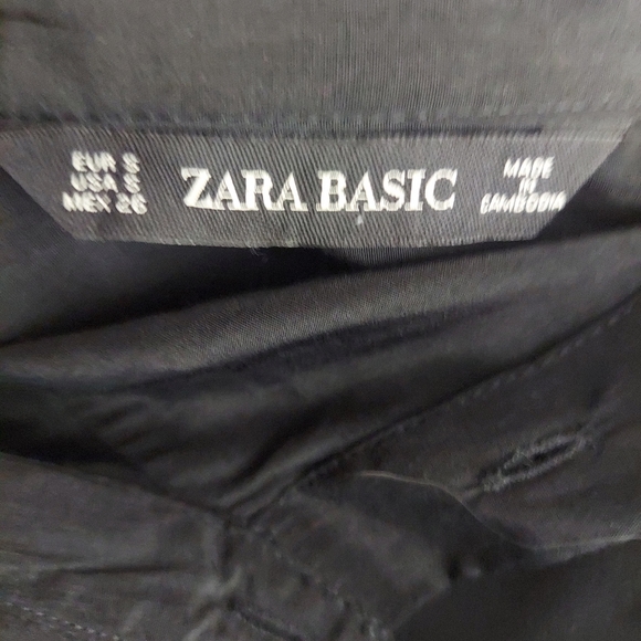 Zara Basic black satin button down shirt, small - Picture 7 of 8
